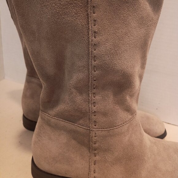 LAND'S END Women's 7.5D US/38 EU Flat Slouchy 9" Boot Warm Graphite Gray Suede - Picture 7 of 13